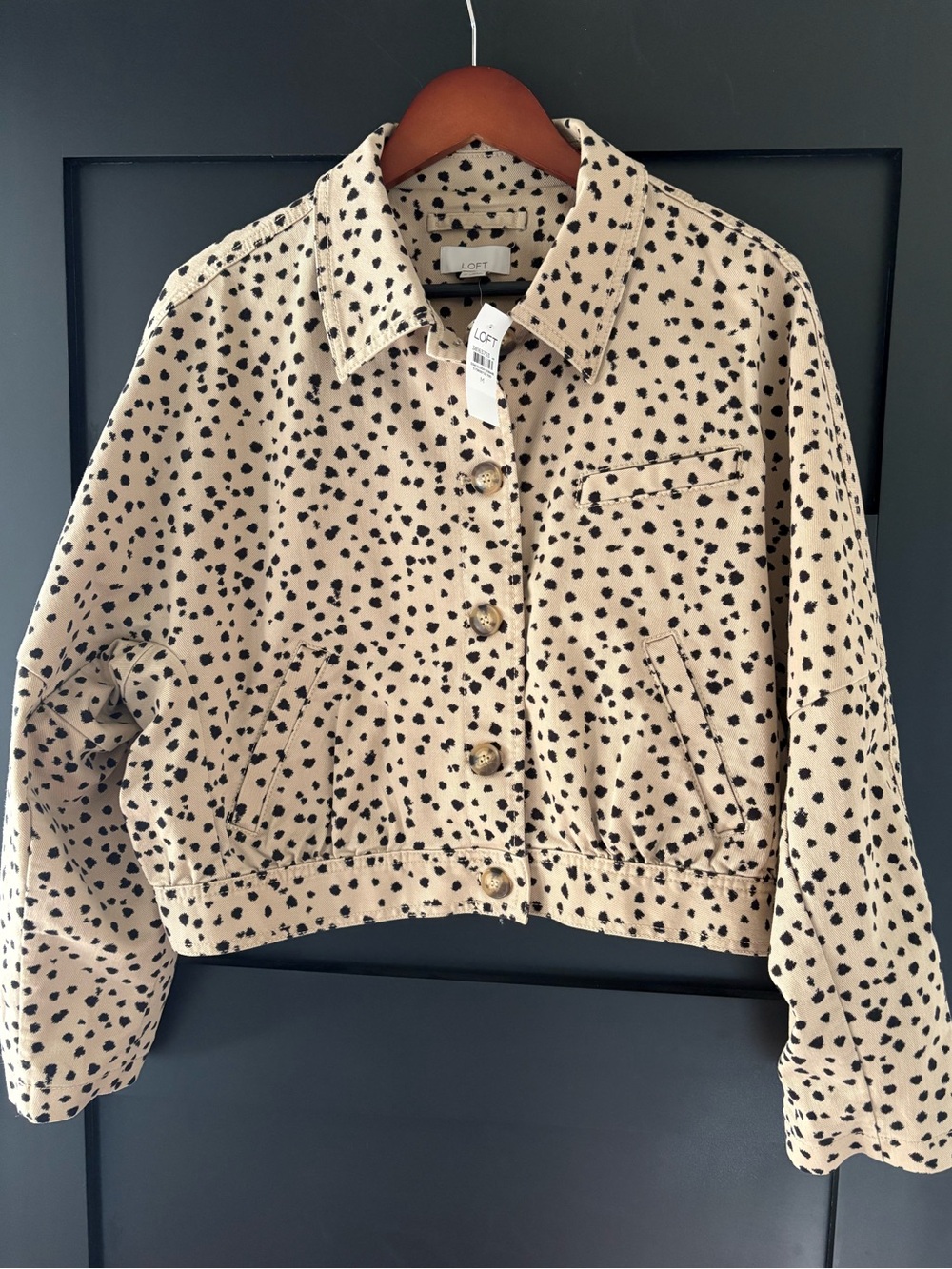 LOFT Animal Print Cropped Jacket Size M NWT